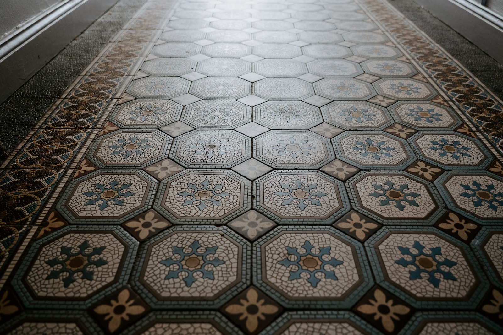 multicolored ceramic tiled floor